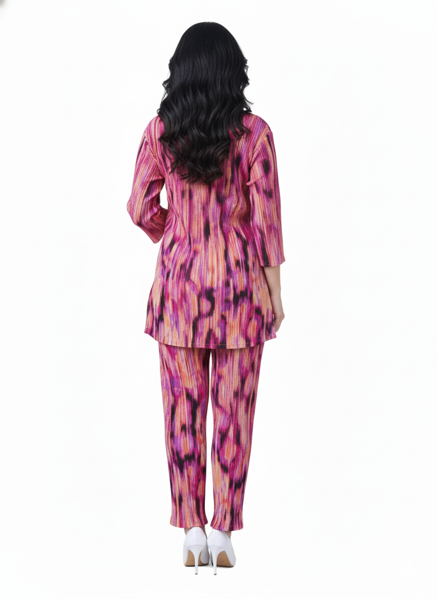 Fusion Ikat Printed Kurti Co-ord Set | Rizqé by Zadine Multi-Color Tunic Modest Wear