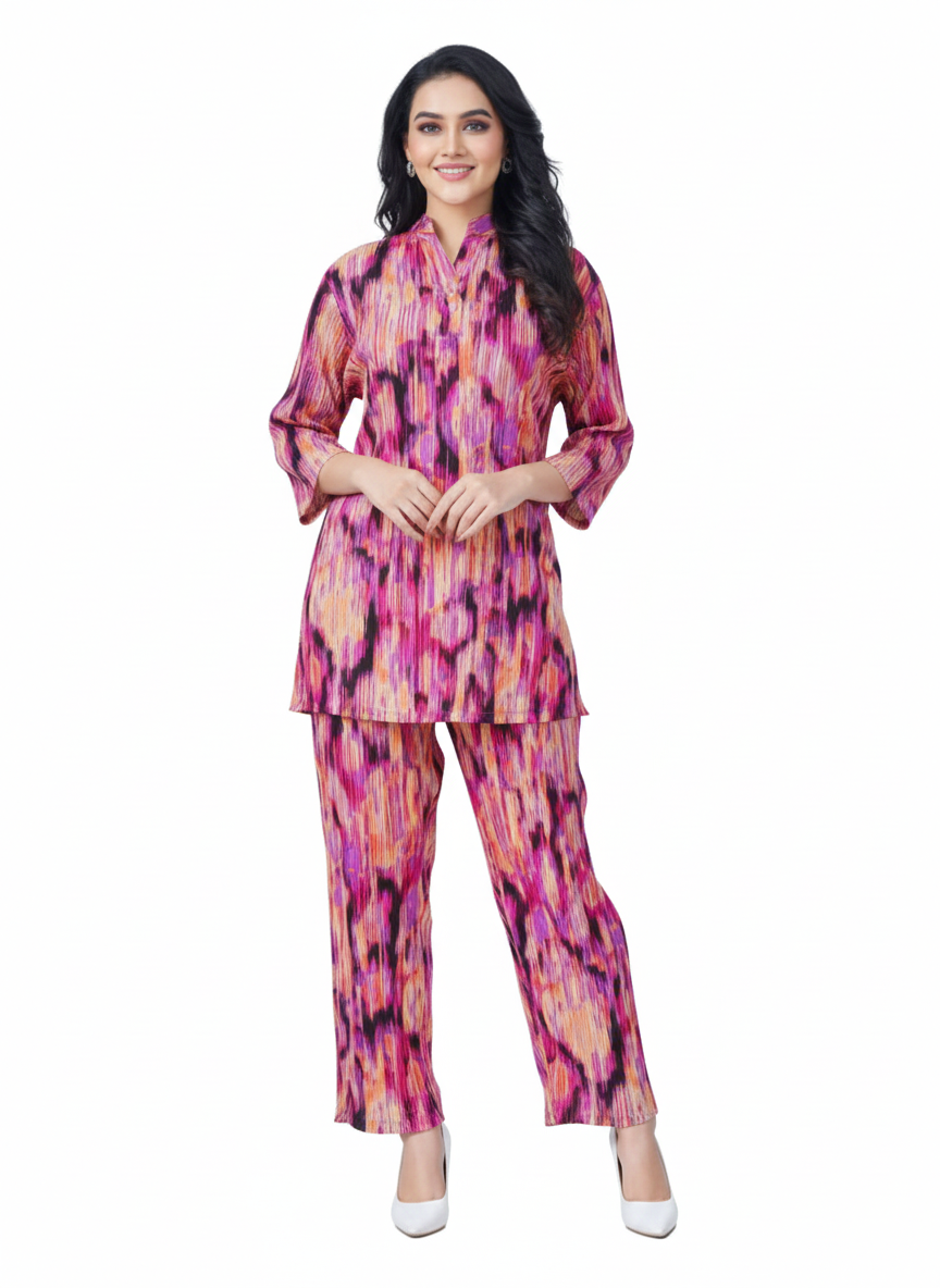 Fusion Ikat Printed Kurti Co-ord Set | Rizqé by Zadine Multi-Color Tunic Modest Wear