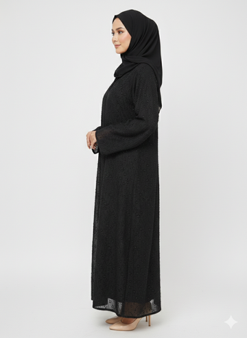 Rizqé Obsidian Bloom Embroidered Embellished  Modest Abaya