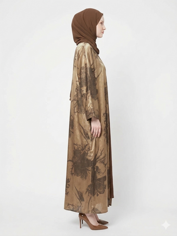 Rizqé Golden Bronze Satin Kimono Modest Abaya