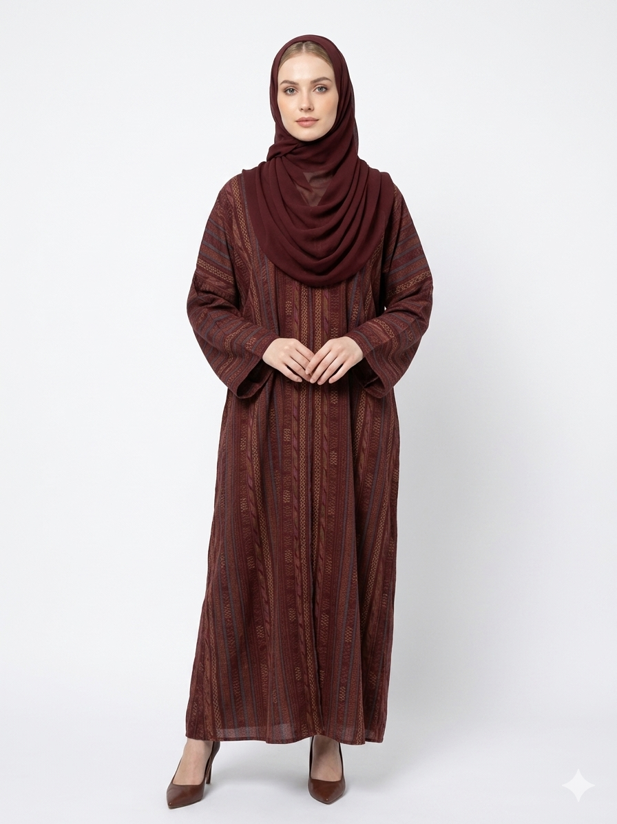 Rizqé Crimson Heritage Cotton Elegant Printed Abaya