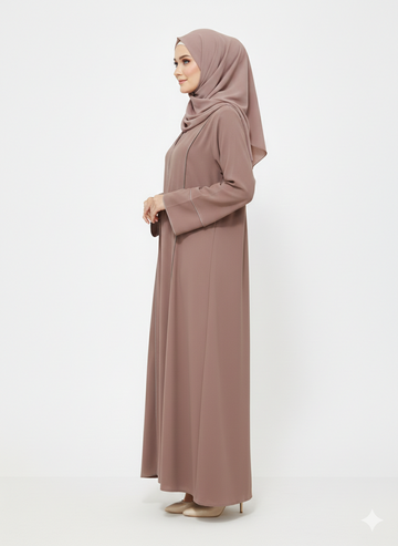 Rizqé Amethyst Mauve Minimalist Structured Panel Modest Abaya
