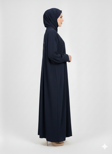 Rizqé Navy Minimalist Structured Modest Panel Abaya