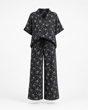 Zohroze Floral Linen Co-Ord Set with Modest Shirt & Palazzo