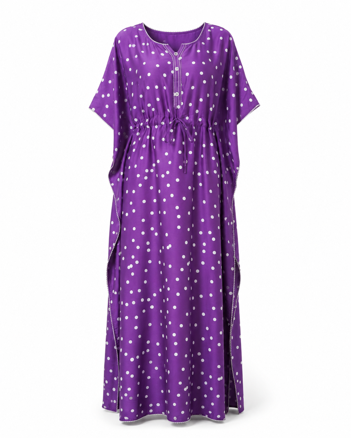Zohroze Violet Polka Dot Satin Maxi Kaftan