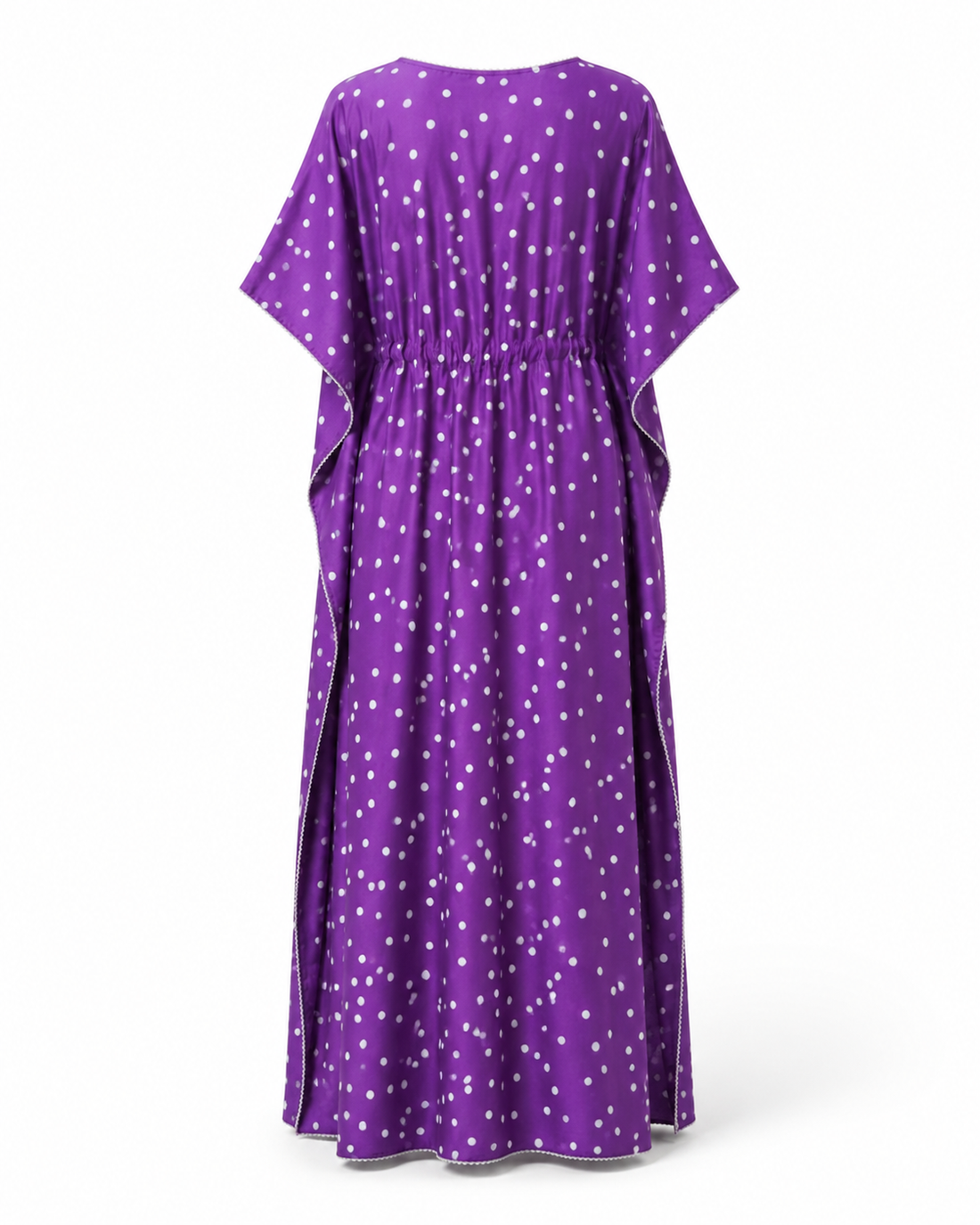 Zohroze Violet Polka Dot Satin Maxi Kaftan