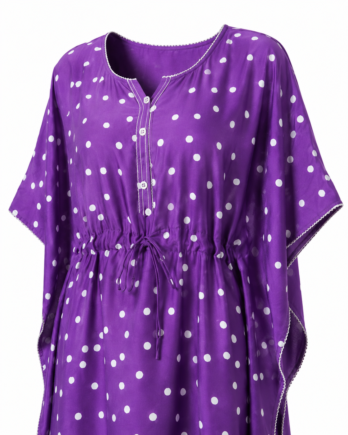 Zohroze Violet Polka Dot Satin Maxi Kaftan