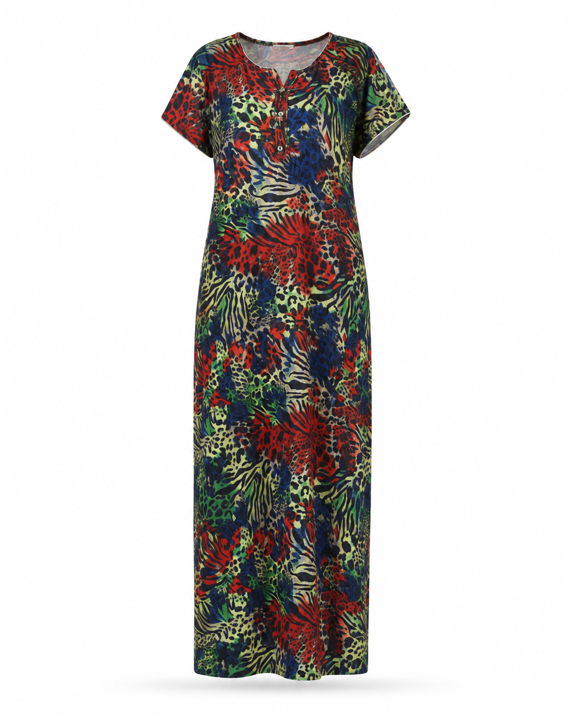 Zohroze Vibrant Safari Satin Maxi Nightgown