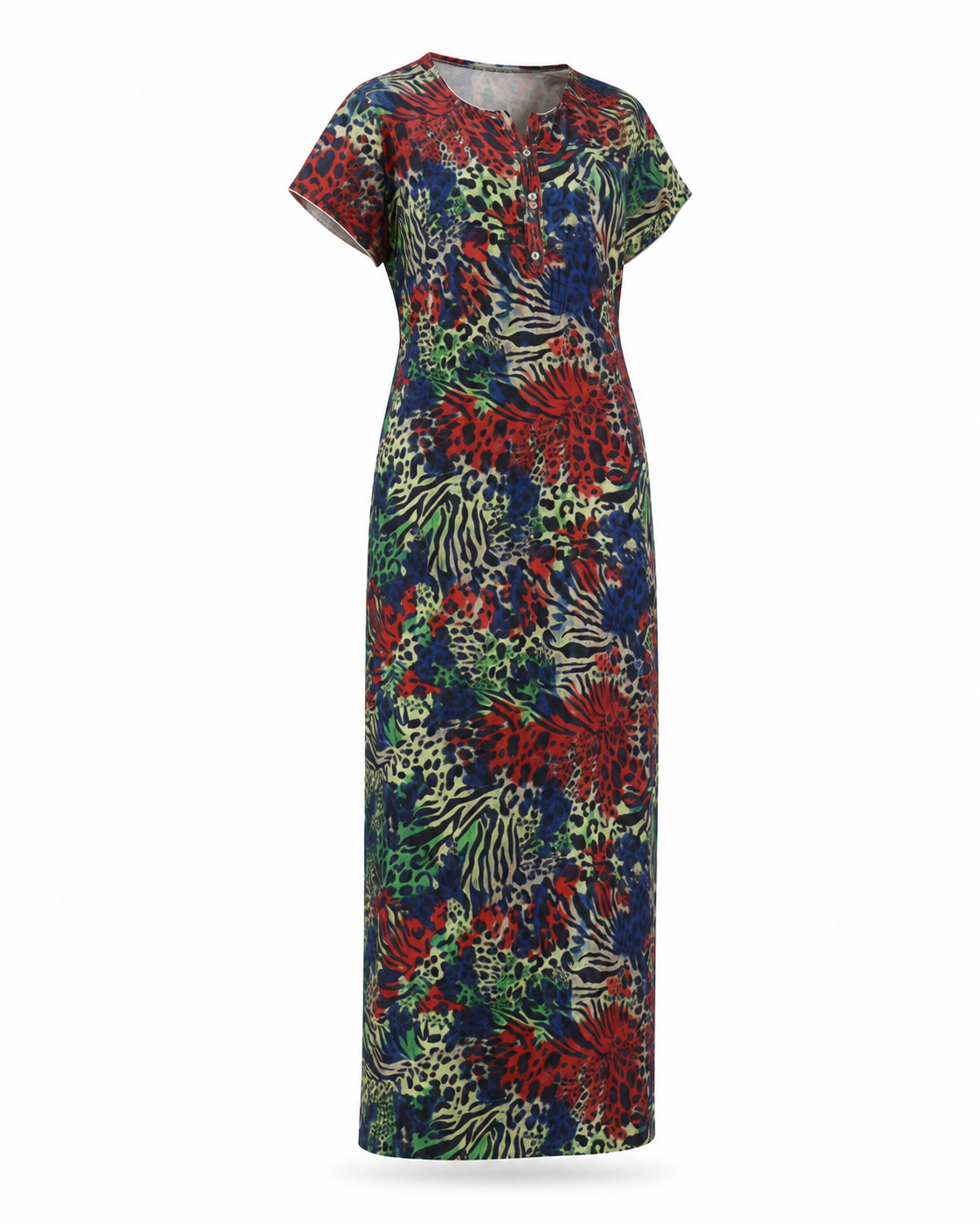 Zohroze Vibrant Safari Satin Maxi Nightgown