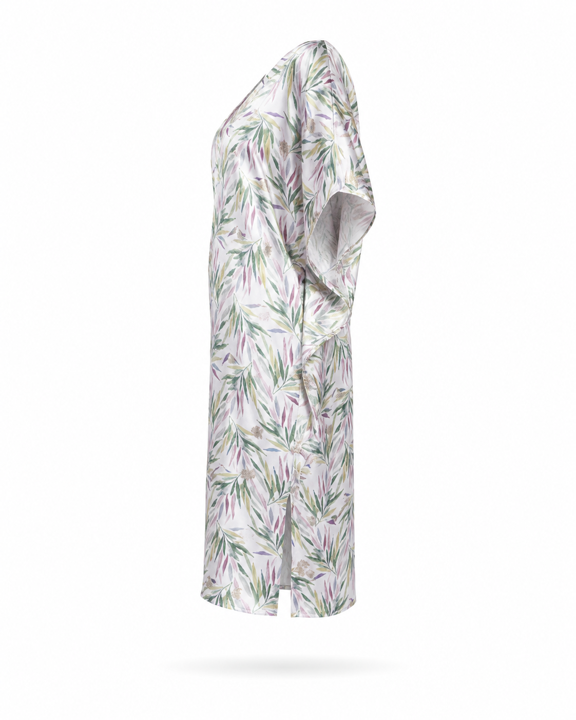 Zohroze Tropical Satin Leaf Print Maxi Kaftan