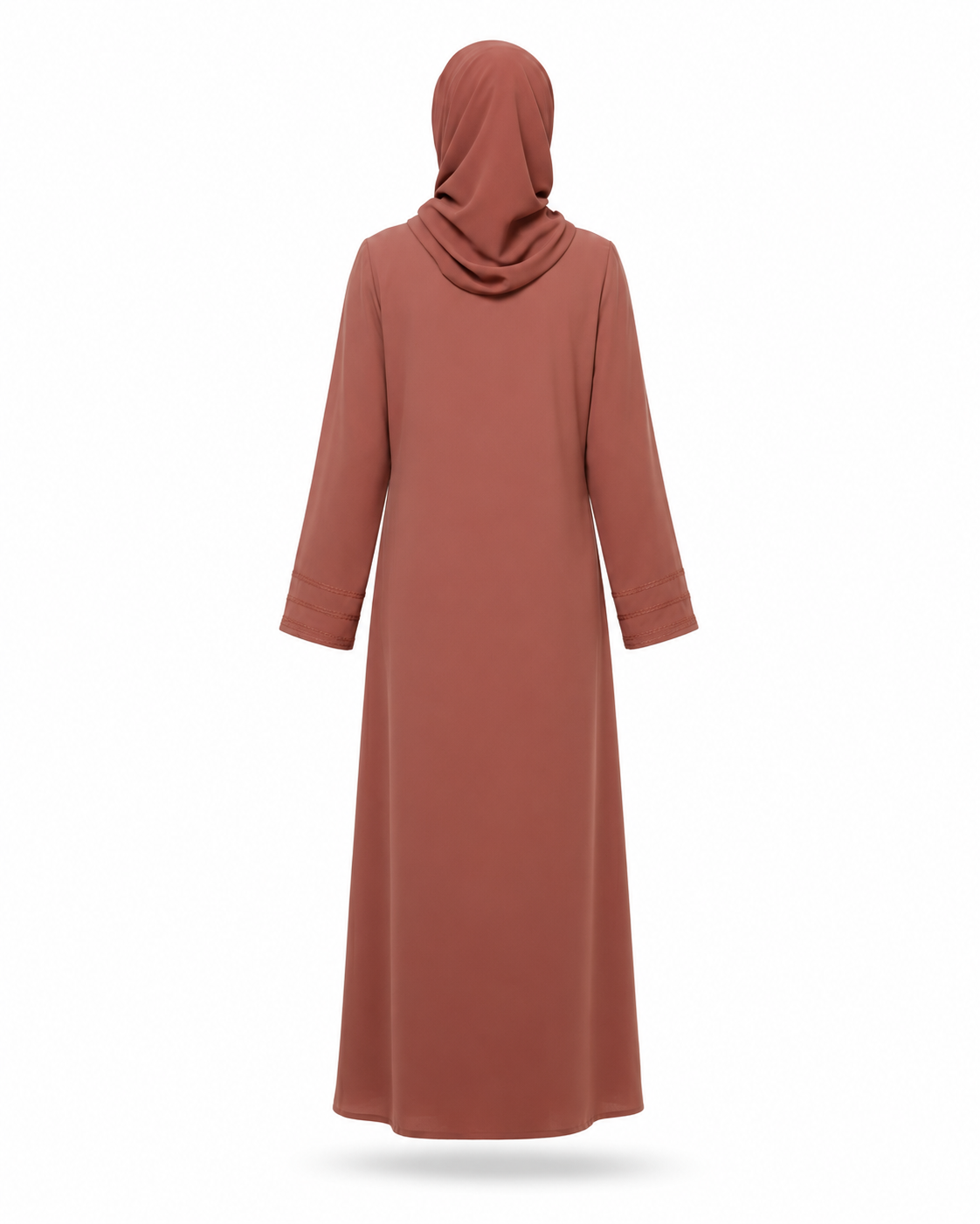 Zohroze Terracotta Premium Nida Abaya with Elegant Tone-on-Tone Stitching