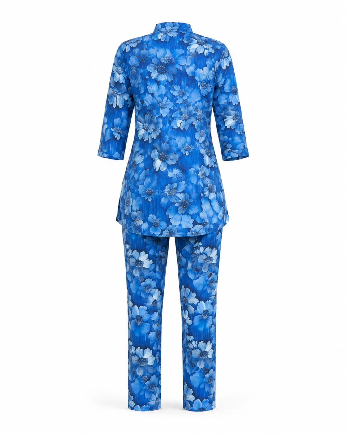 Zohroze Blue Floral Print Kurti & Pant Co-Ord Set