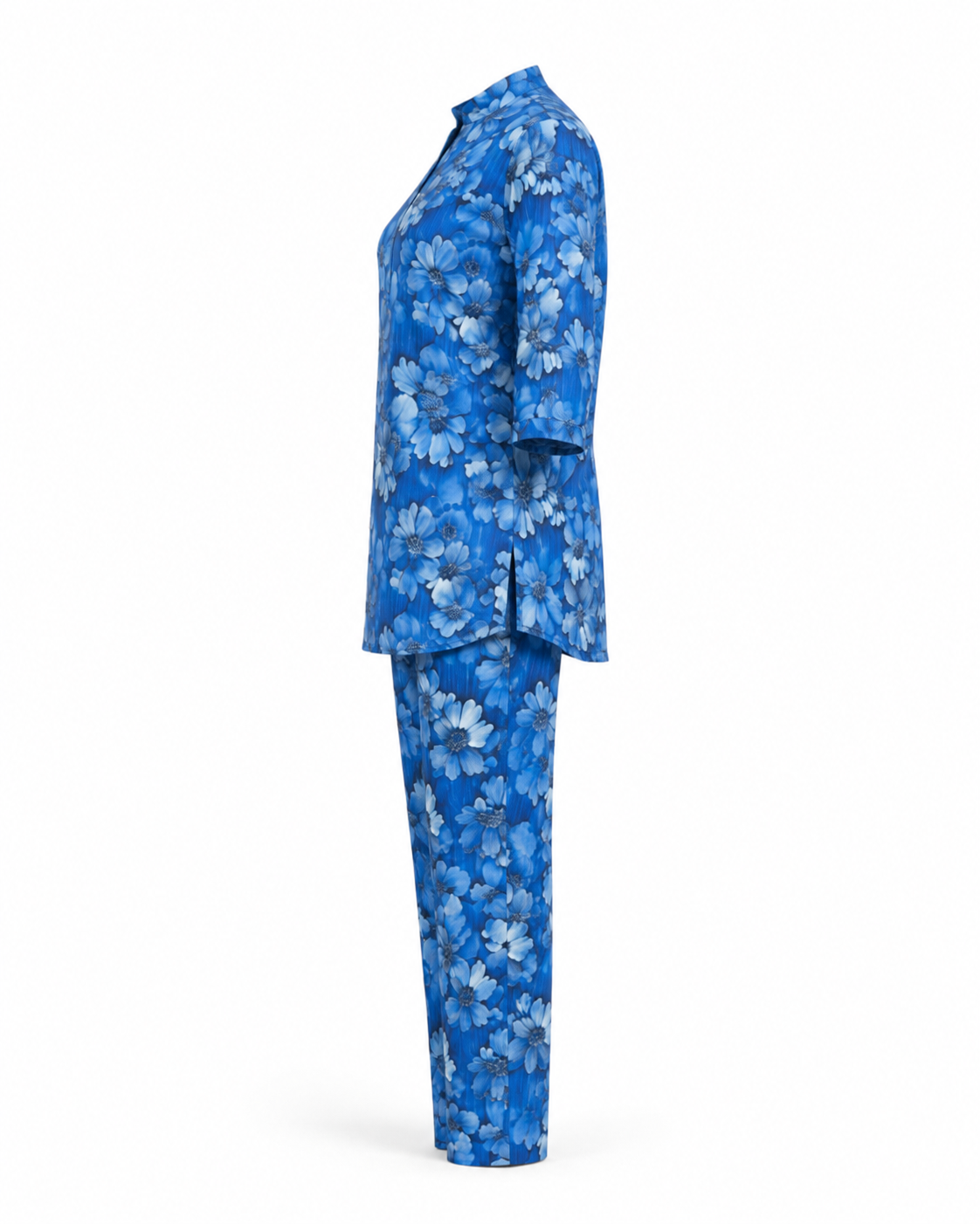 Zohroze Blue Floral Print Kurti & Pant Co-Ord Set