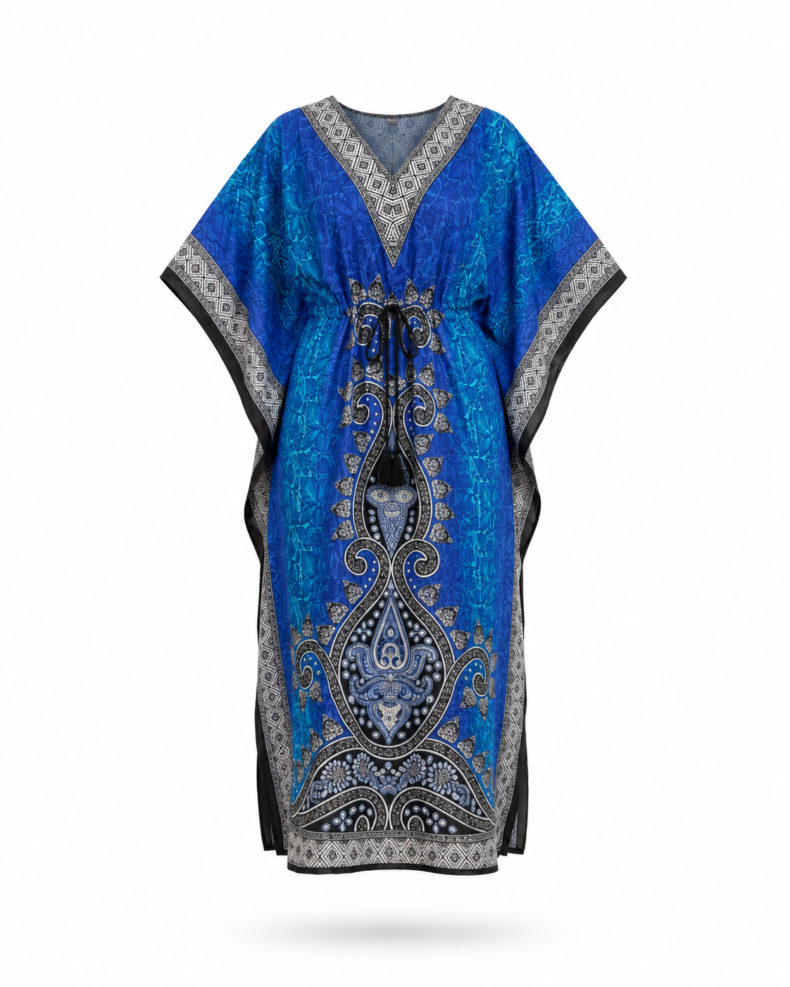Zohroze Blue Paisley Print Kaftan Maxi Dress