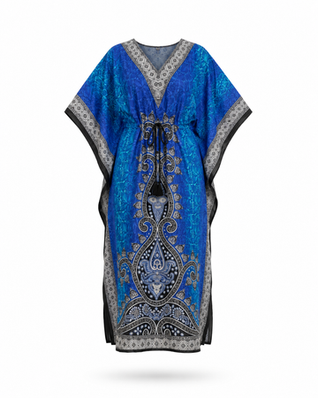 Zohroze Blue Paisley Print Kaftan Maxi Dress