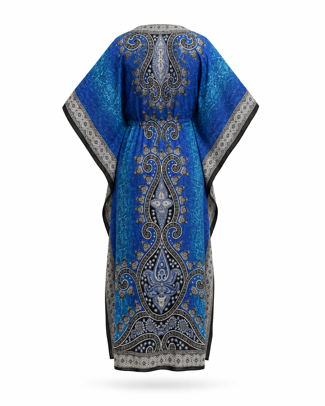 Zohroze Blue Paisley Print Kaftan Maxi Dress