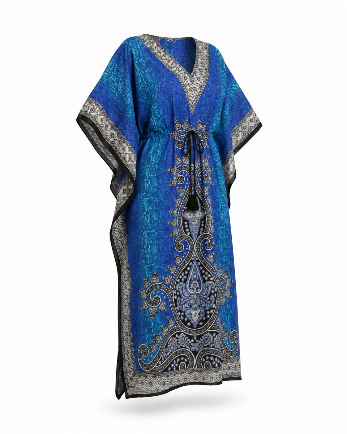 Zohroze Blue Paisley Print Kaftan Maxi Dress