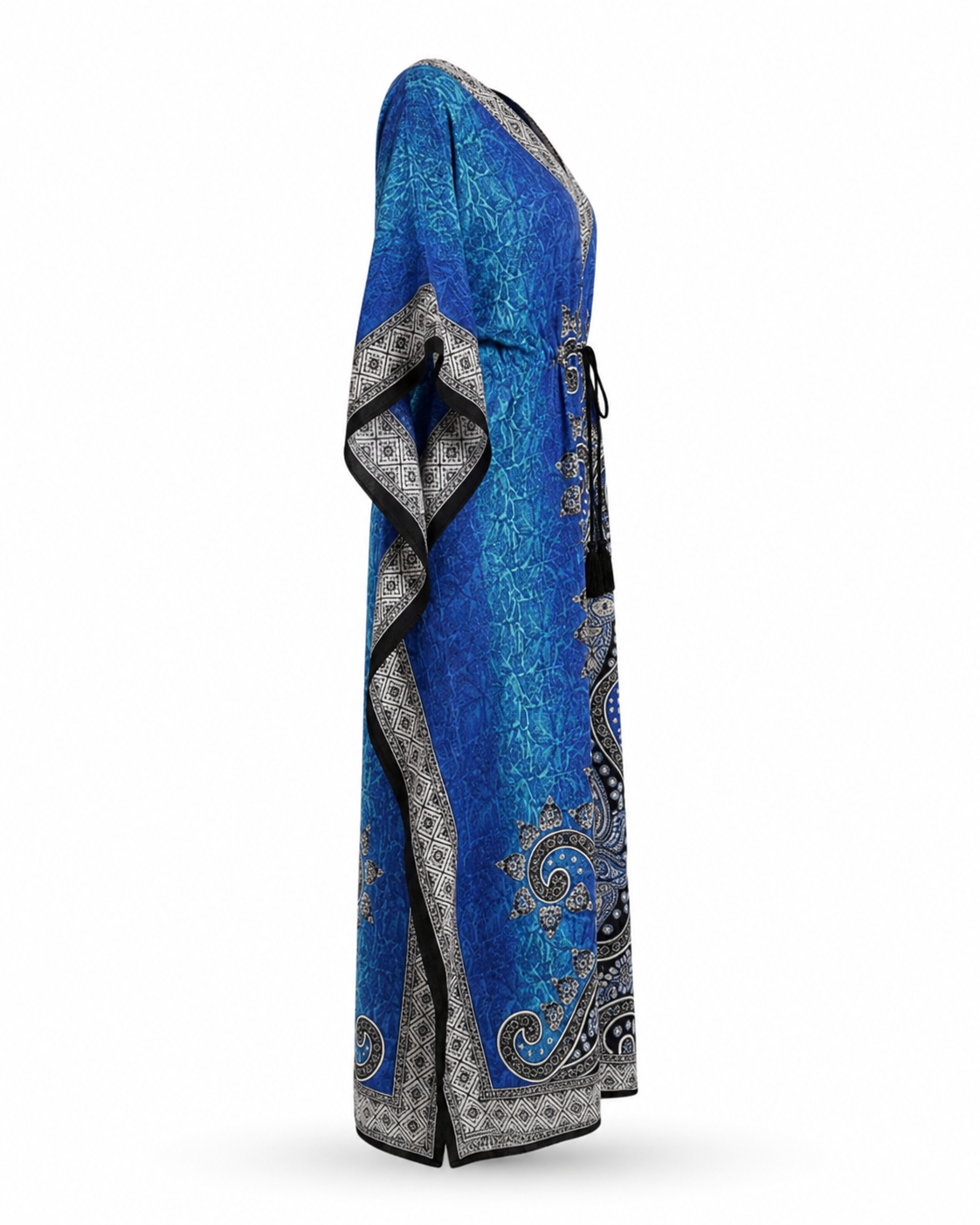 Zohroze Blue Paisley Print Kaftan Maxi Dress