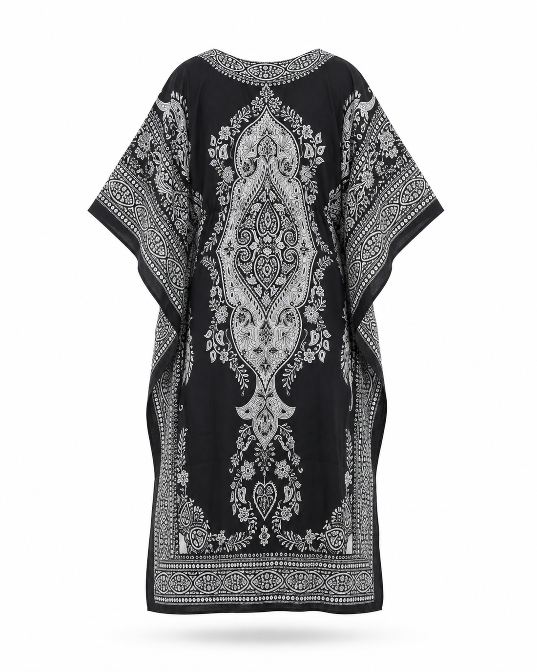 Zohroze Black & White Paisley Kaftan Maxi Dress