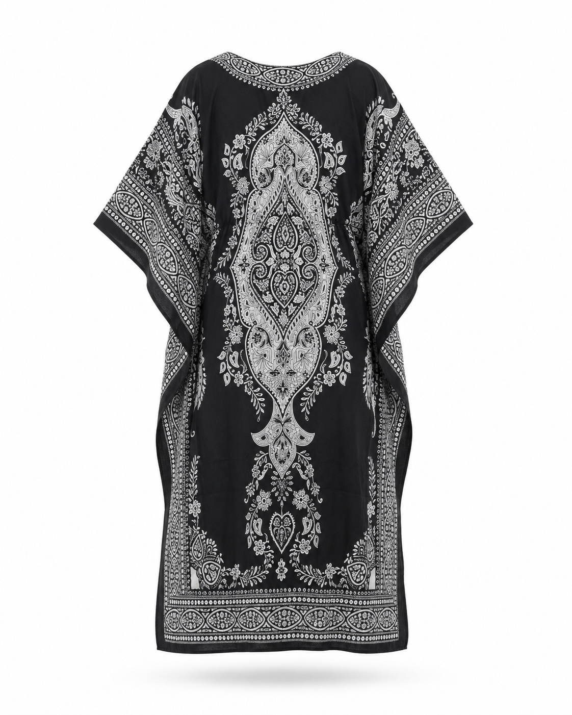 Zohroze Black & White Paisley Kaftan Maxi Dress