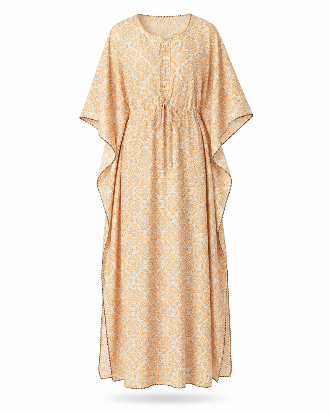 Zohroze Cream Floral Print Kaftan Nightgown