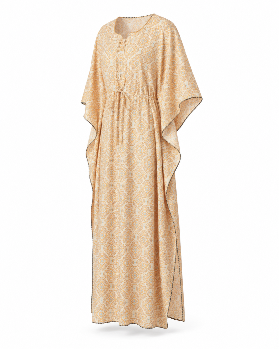 Zohroze Cream Floral Print Kaftan Nightgown