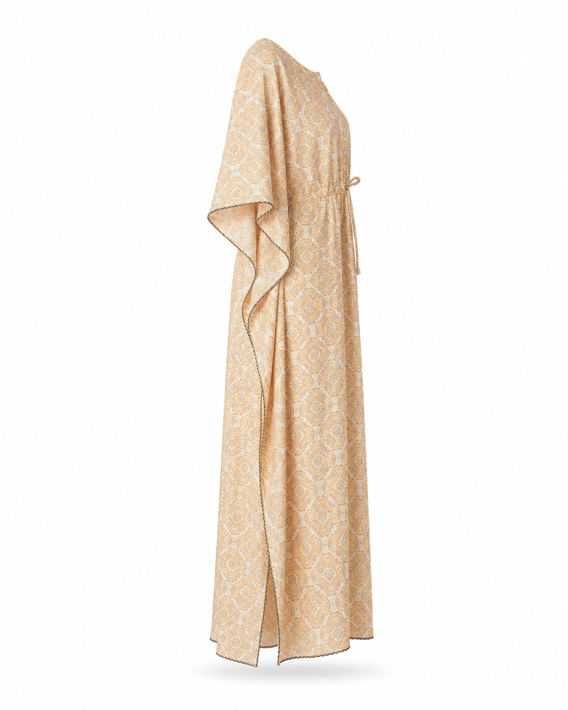 Zohroze Cream Floral Print Kaftan Nightgown
