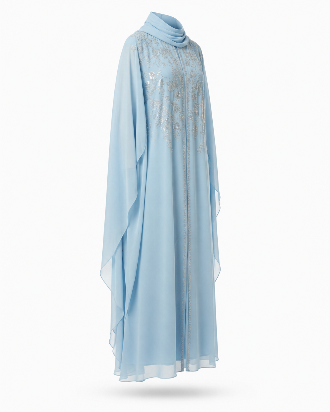 Zohroze Sky Blue Embellished Kaftan Abaya