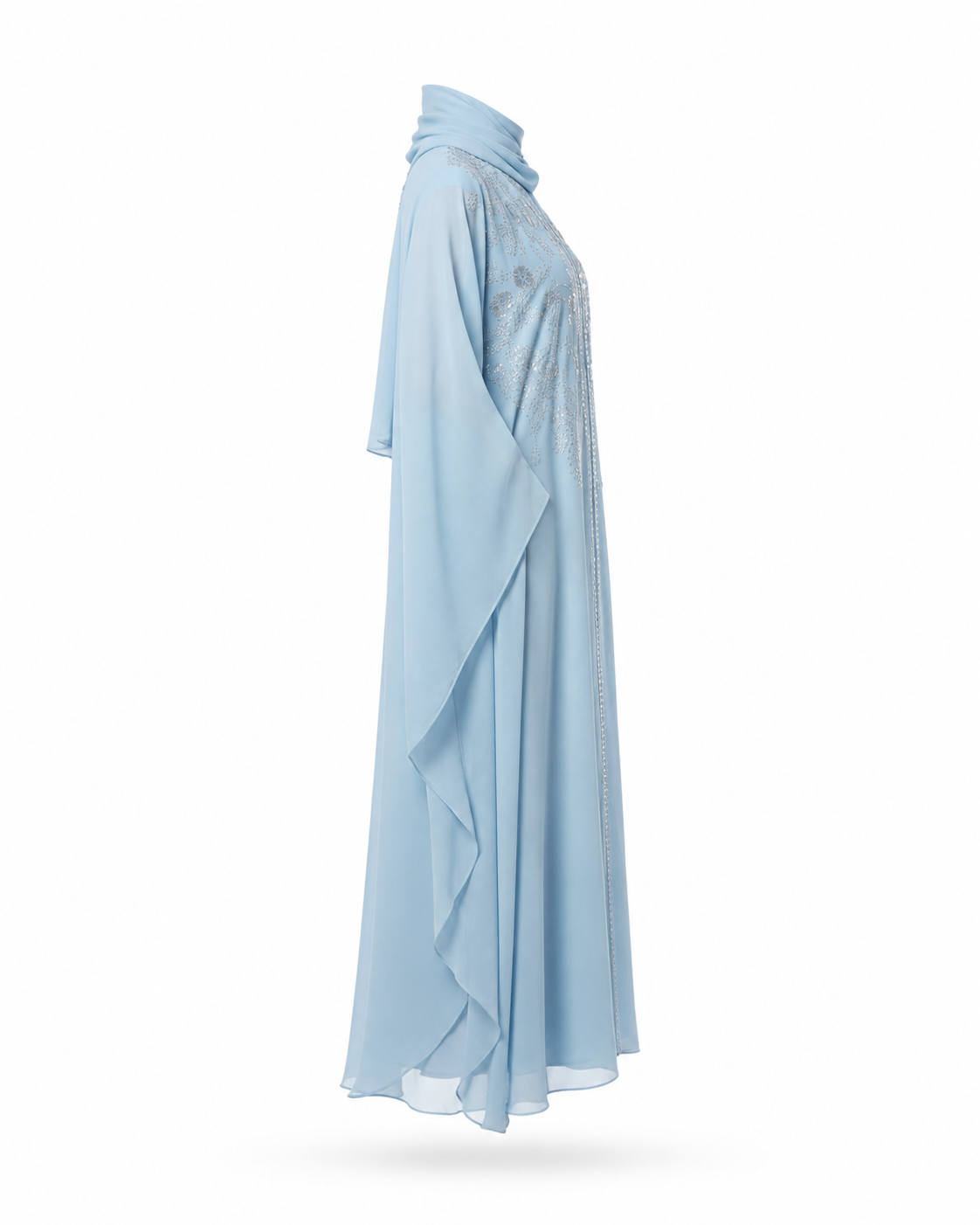 Zohroze Sky Blue Embellished Kaftan Abaya