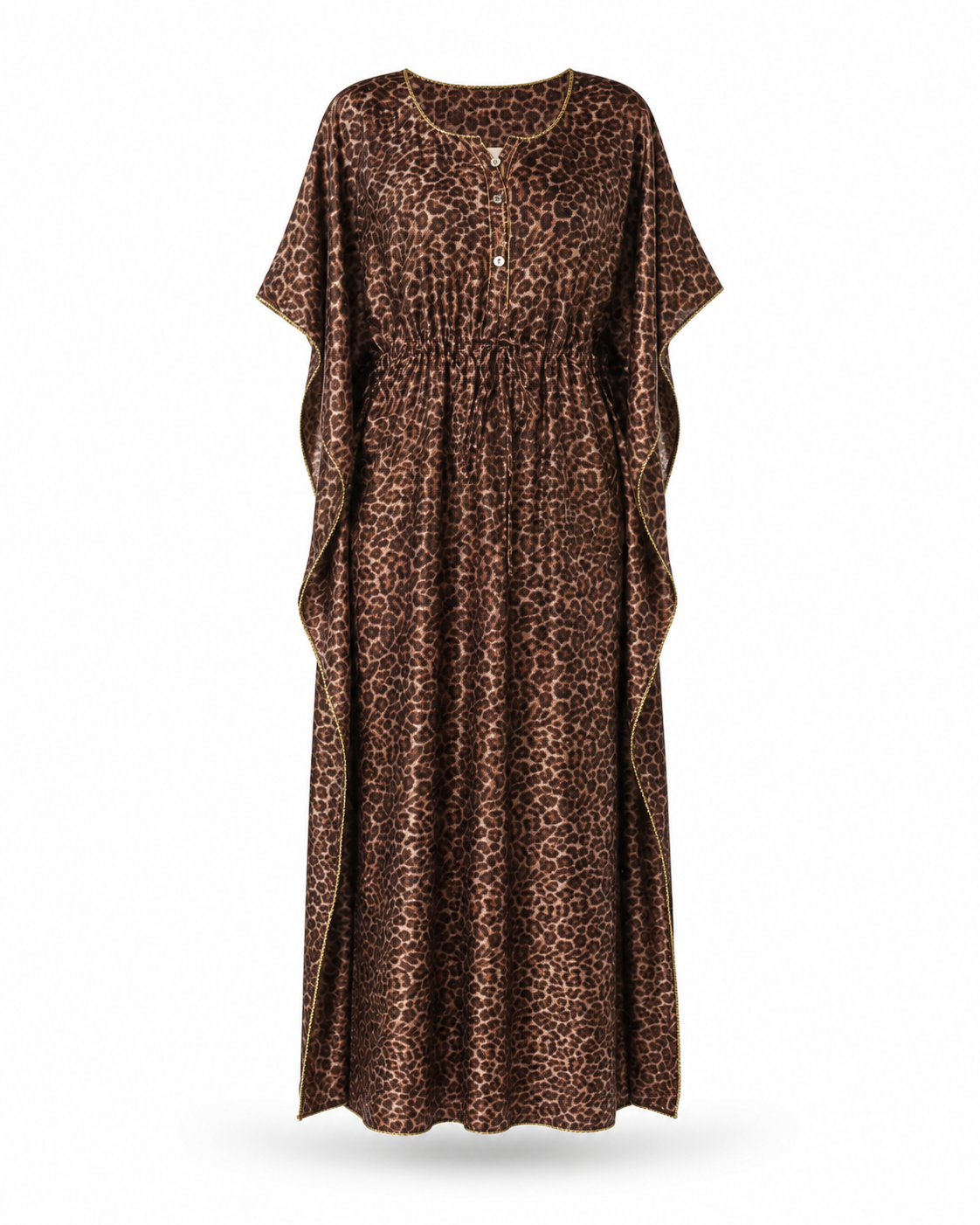 Zohroze Brown Leopard Print Kaftan Nightgown