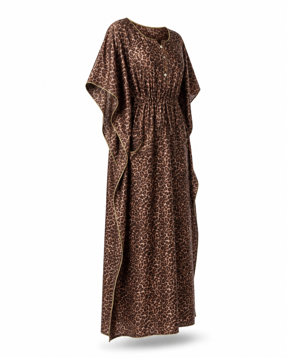 Zohroze Brown Leopard Print Kaftan Nightgown
