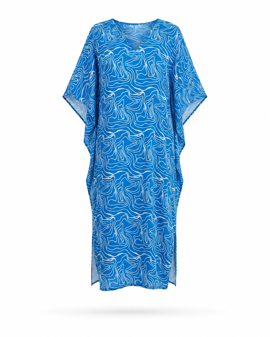 Zohroze Royal Blue Abstract Swirl Print Kaftan