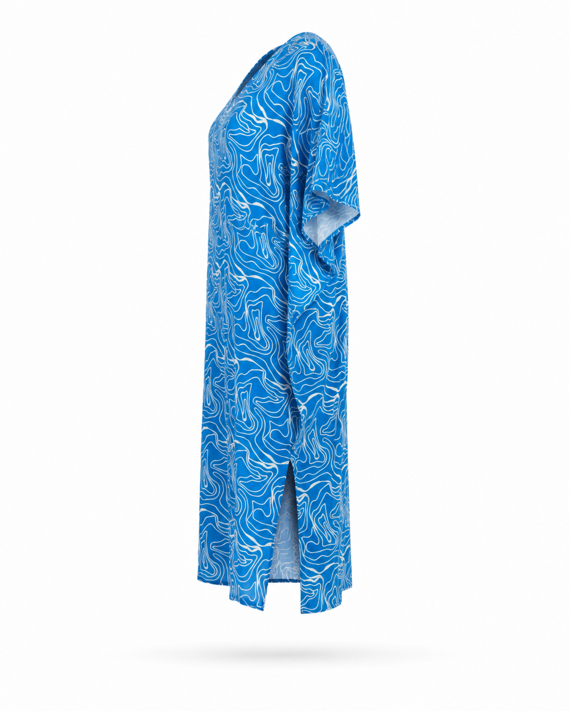 Zohroze Royal Blue Abstract Swirl Print Kaftan