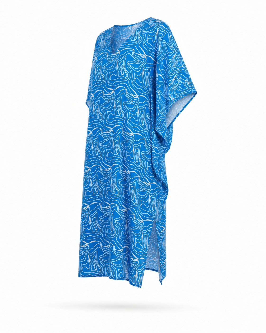 Zohroze Royal Blue Abstract Swirl Print Kaftan