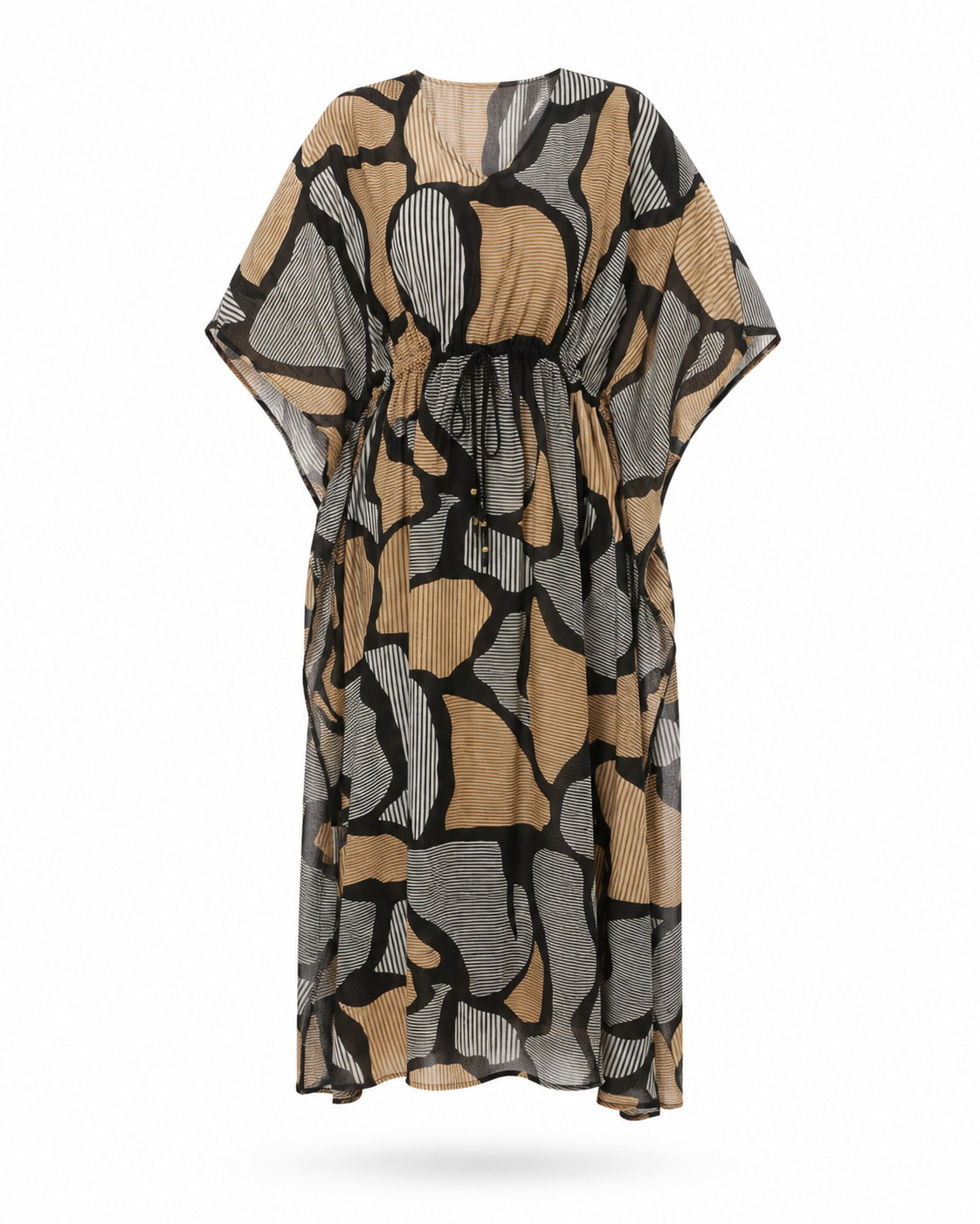 Zohroze Abstract Swirl Drawstring Kaftan