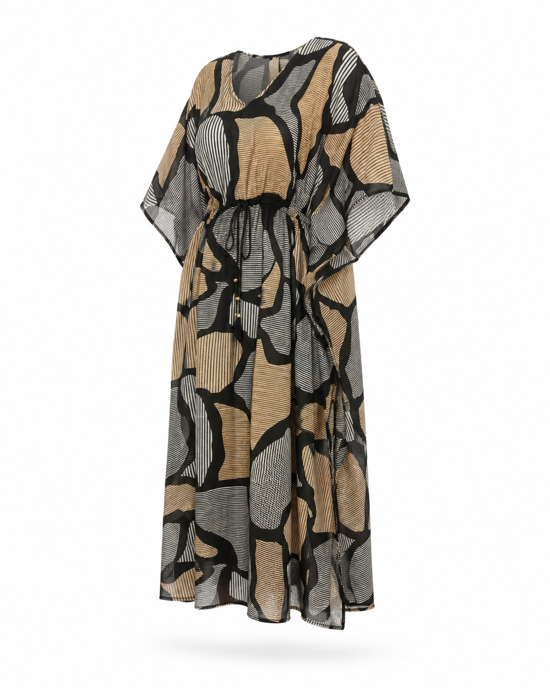 Zohroze Abstract Swirl Drawstring Kaftan