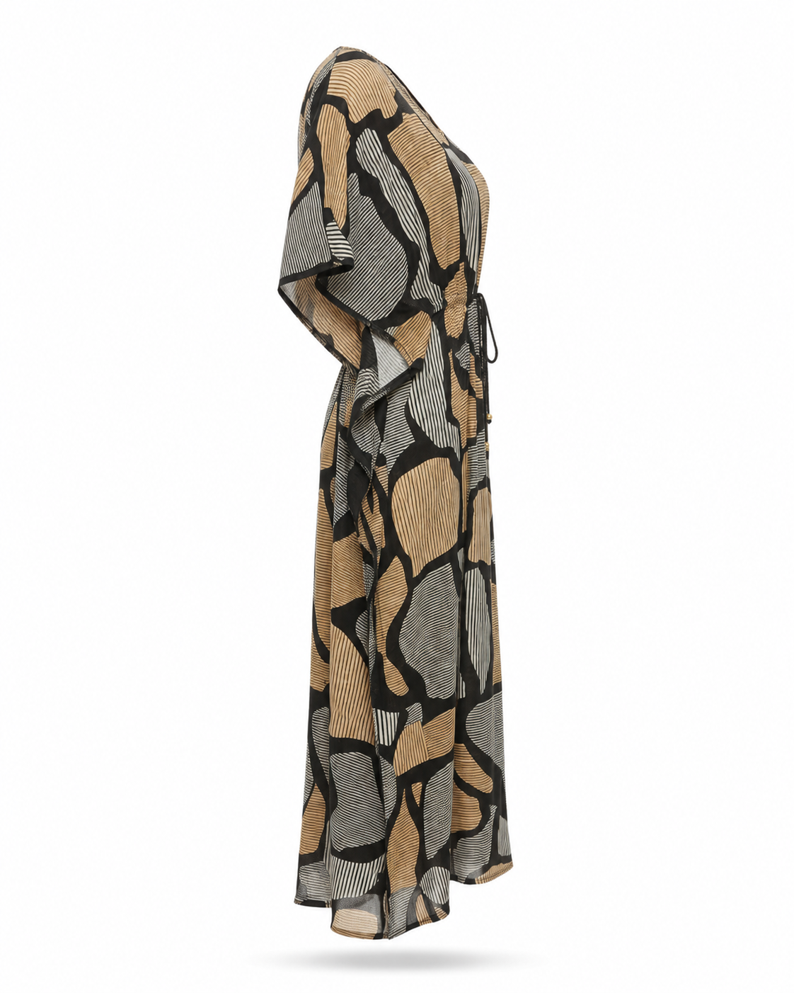 Zohroze Abstract Swirl Drawstring Kaftan