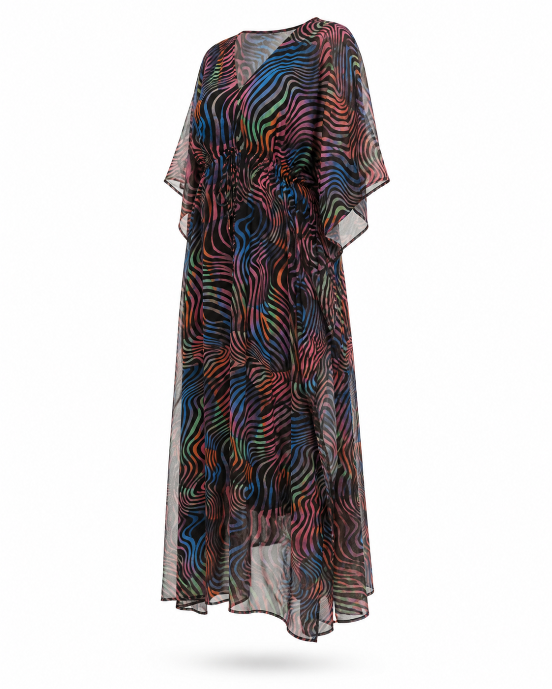 Zohroze Multicolor Swirl Drawstring Kaftan