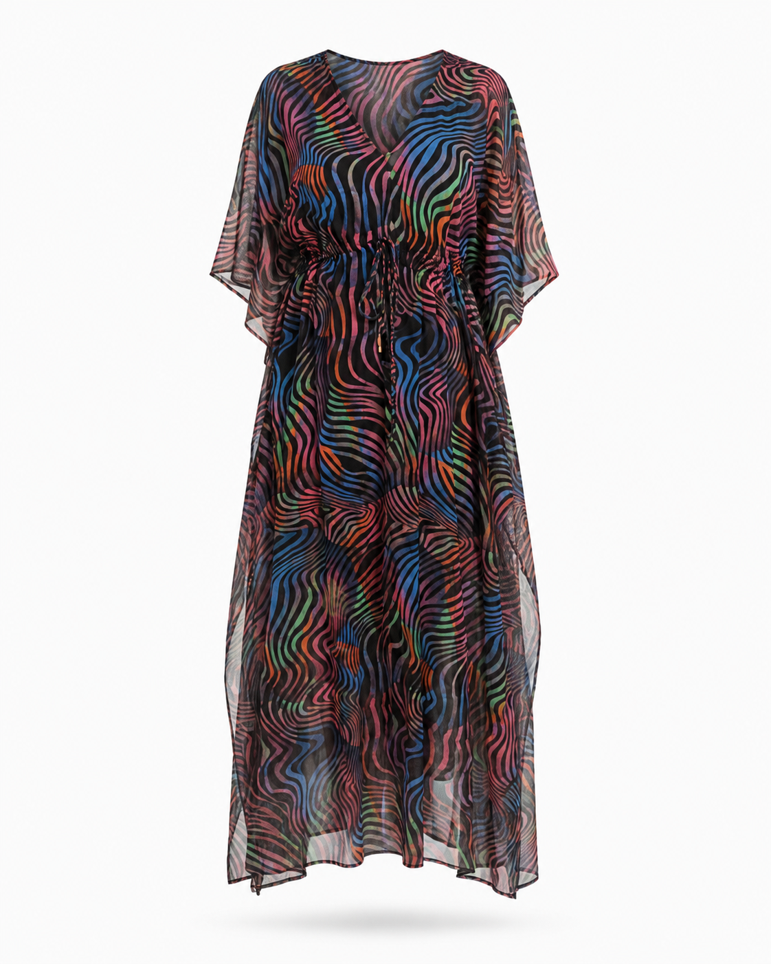Zohroze Multicolor Swirl Drawstring Kaftan