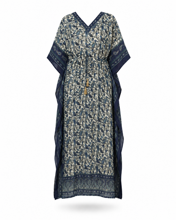 Zohroze Indigo Paisley Modest Kaftan