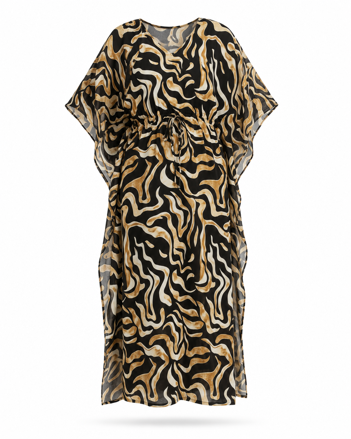 Zohroze Golden Zebra Swirl Drawstring Kaftan