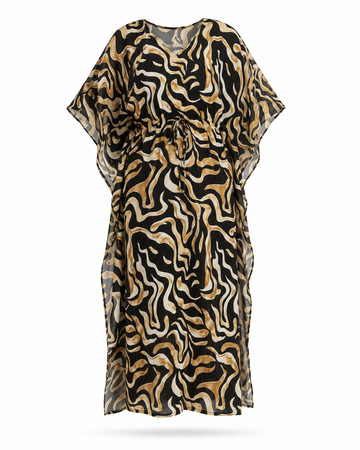 Zohroze Golden Zebra Swirl Drawstring Kaftan
