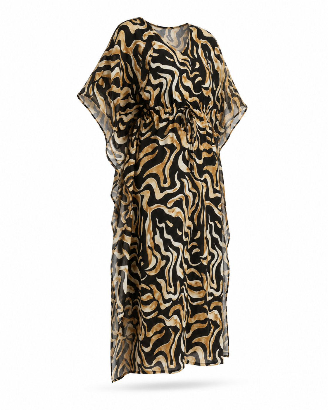 Zohroze Golden Zebra Swirl Drawstring Kaftan