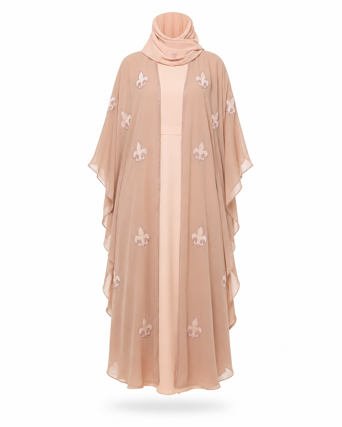 Zohroze Dusty Rose Chiffon Butterfly Abaya
