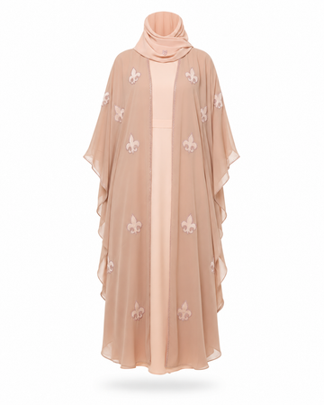 Zohroze Dusty Rose Chiffon Butterfly Abaya