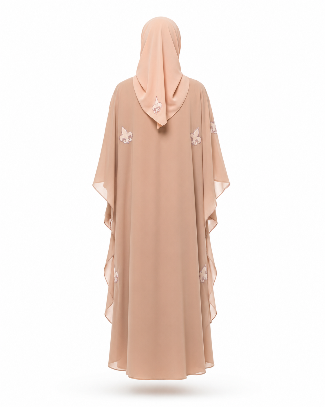Zohroze Dusty Rose Chiffon Butterfly Abaya
