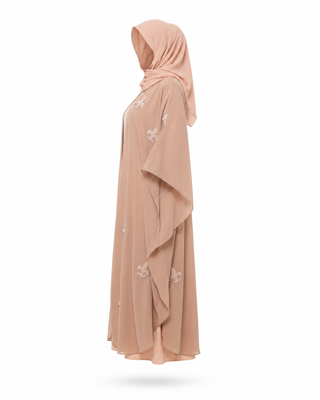 Zohroze Dusty Rose Chiffon Butterfly Abaya