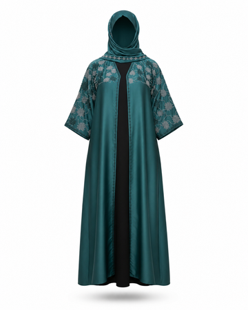 Zohroze Emerald Green Embellished Batwing Abaya