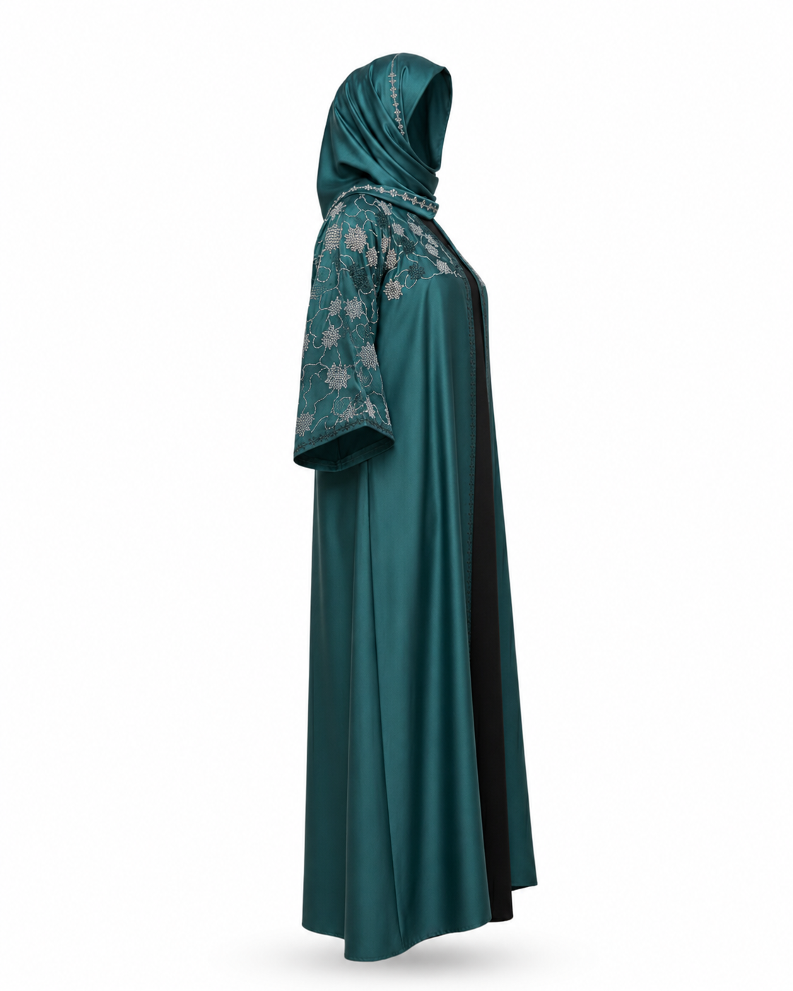 Zohroze Emerald Green Embellished Batwing Abaya