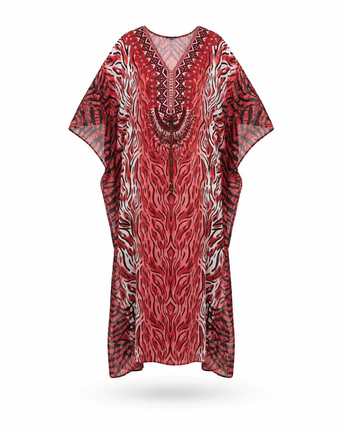 Zohroze Crimson Embroidered Kaftan